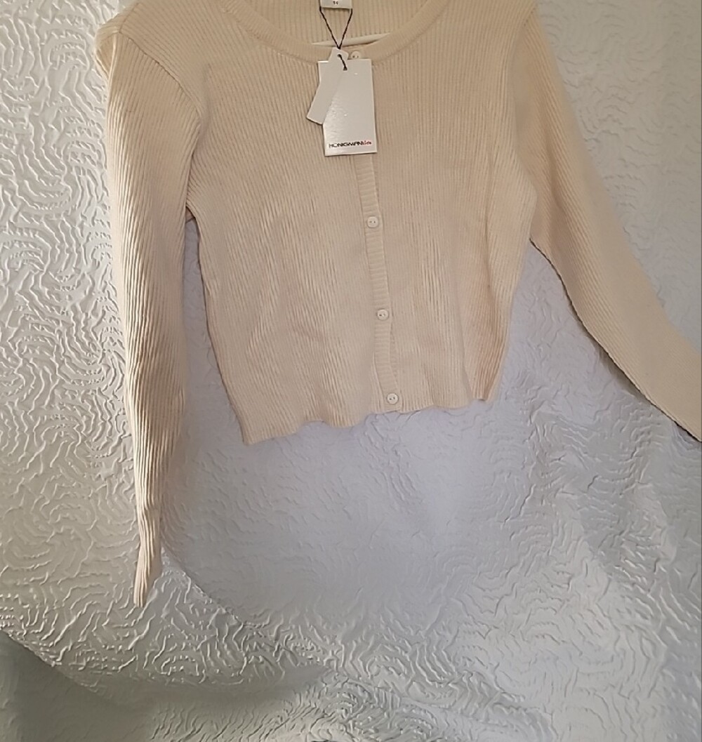 Light Cream💎 Ribbed Button-Front Cardigan - Picture 6 of 6